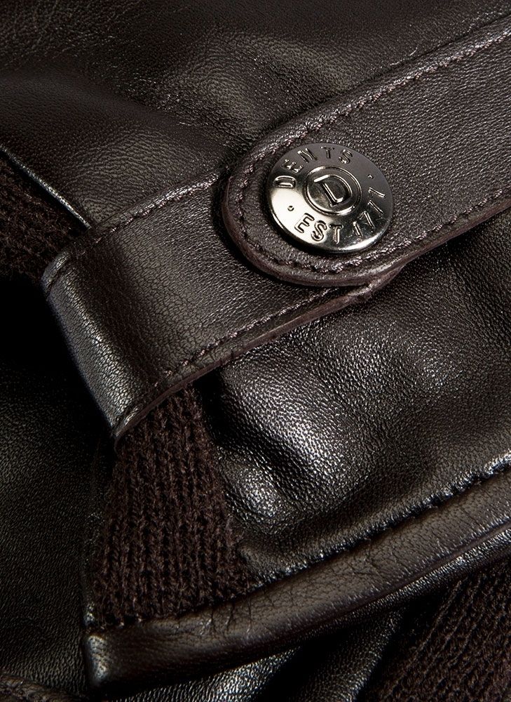 Dents Harpford Mens Leather Gloves w Knitted Sidewalls Driving - Black - M — image 3