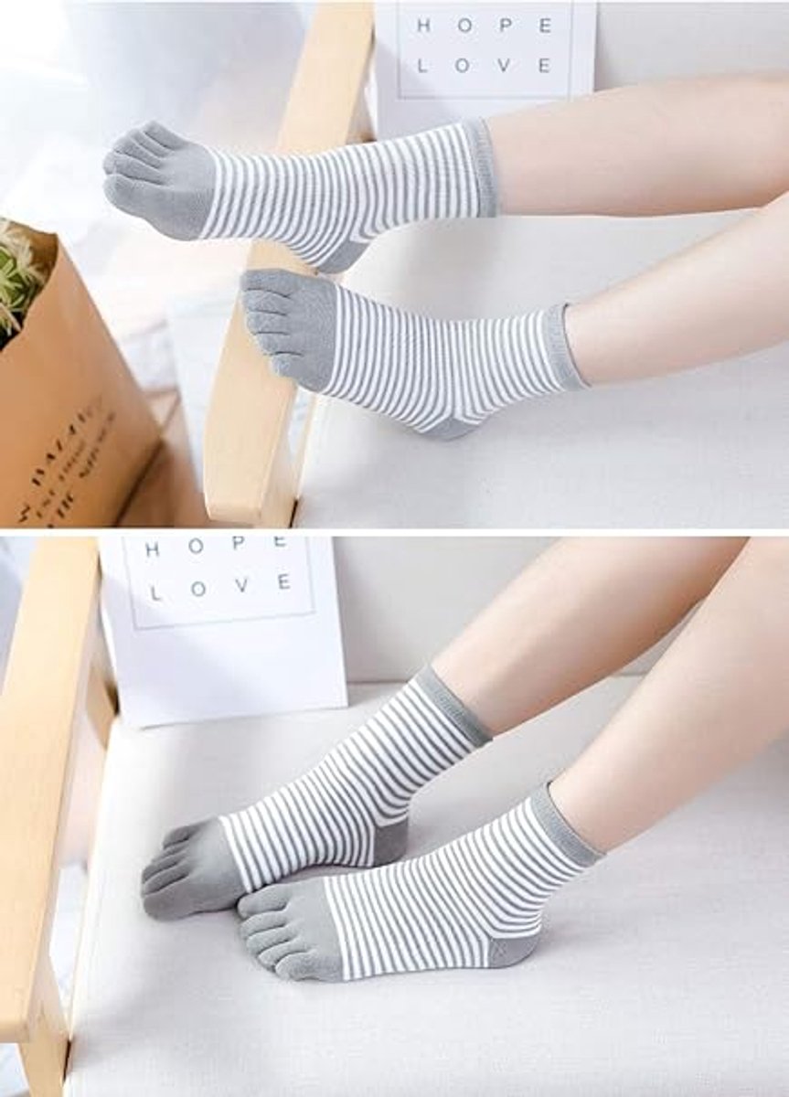 Women's split finger socks - 5 pairs - sports socks - Five Toe Socks - cotton finger socks - Toe socks - women's casual sports socks - Antibacterial — image 3