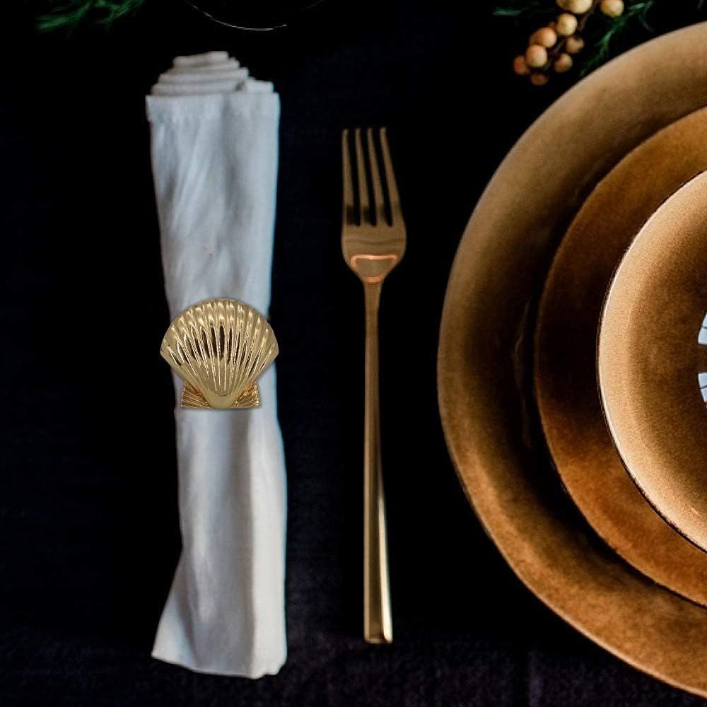 Theme Sea Shells Metal Napkin Rings for Weddings Receptions,Dinner Parties,Family Gatherings,Table Supplies โ image 4