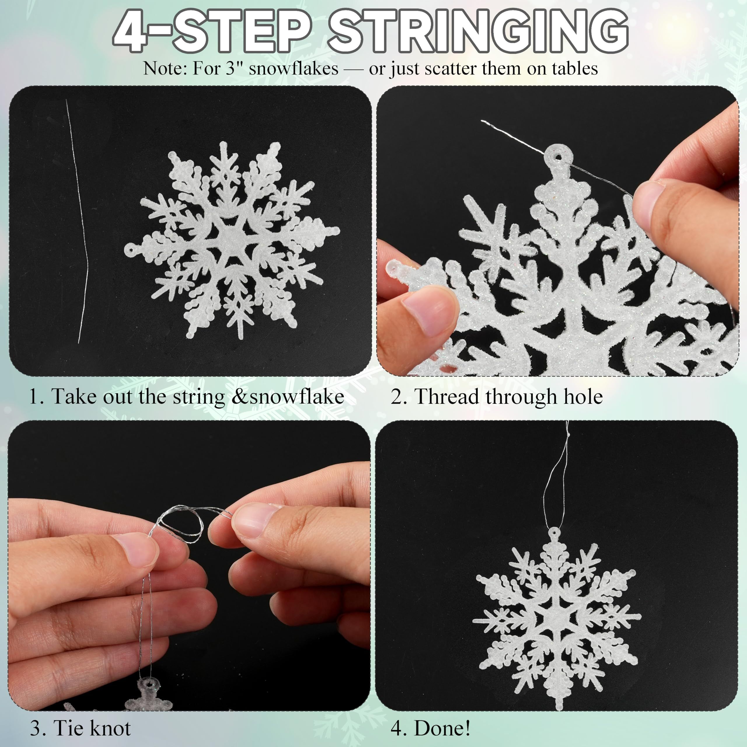 Sparkling Snowflake Ornaments for Christmas Tree, Window & Winter Holiday Party Decorations (Champagne) — image 5