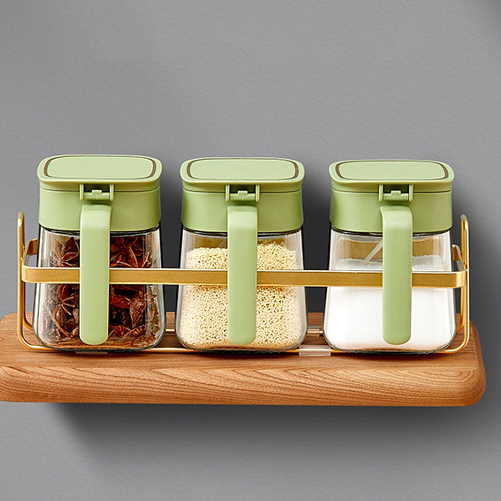 Spice Jar Glass Transparent Salt Sugar Pepper Seasoning Container Bottle for Home Kitchen Green โ image 5