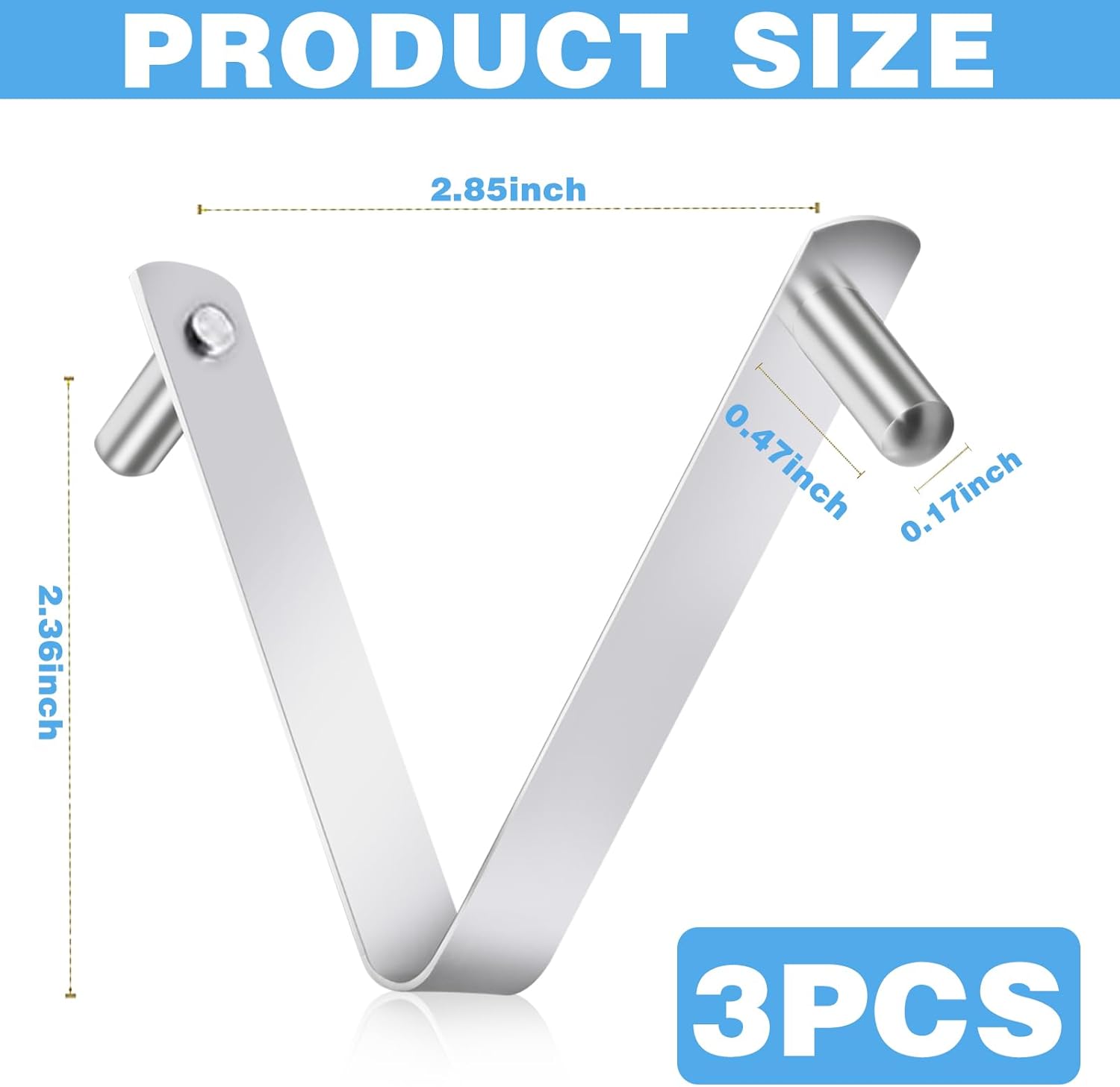 3Pcs Pool Brush Clip V-Shaped Clip, Pool Pole Clips Pool Hooks for Poles, Stainless Steel Clips Double Pin Spring Button Clip for Brushes Skimmers Pool Net — image 2