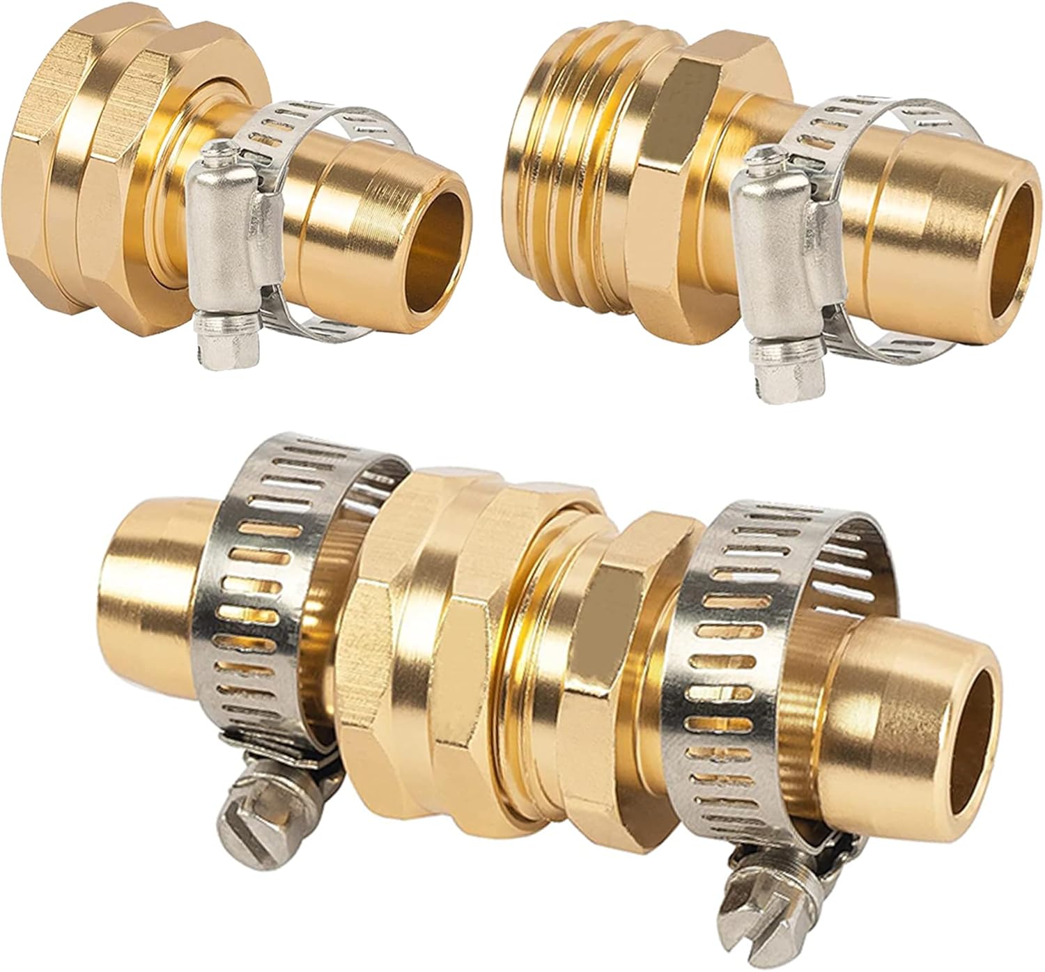 Garden Hose Repair Connector with Clamps, Fit for 3/4" or 5/8" Aluminum Garden Hose Fitting, Male and Female Hose Fittings, 4 Sets โ image 4