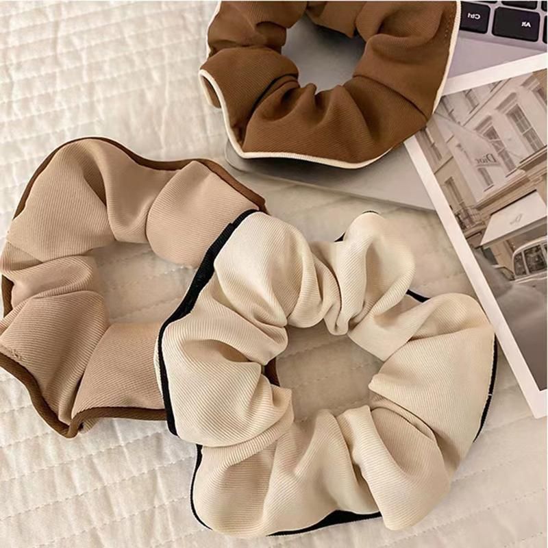 Large Scrunchies Silk Satin Elastic Hair Bands Rope Tie Ponytail Accessory - Beige — image 5