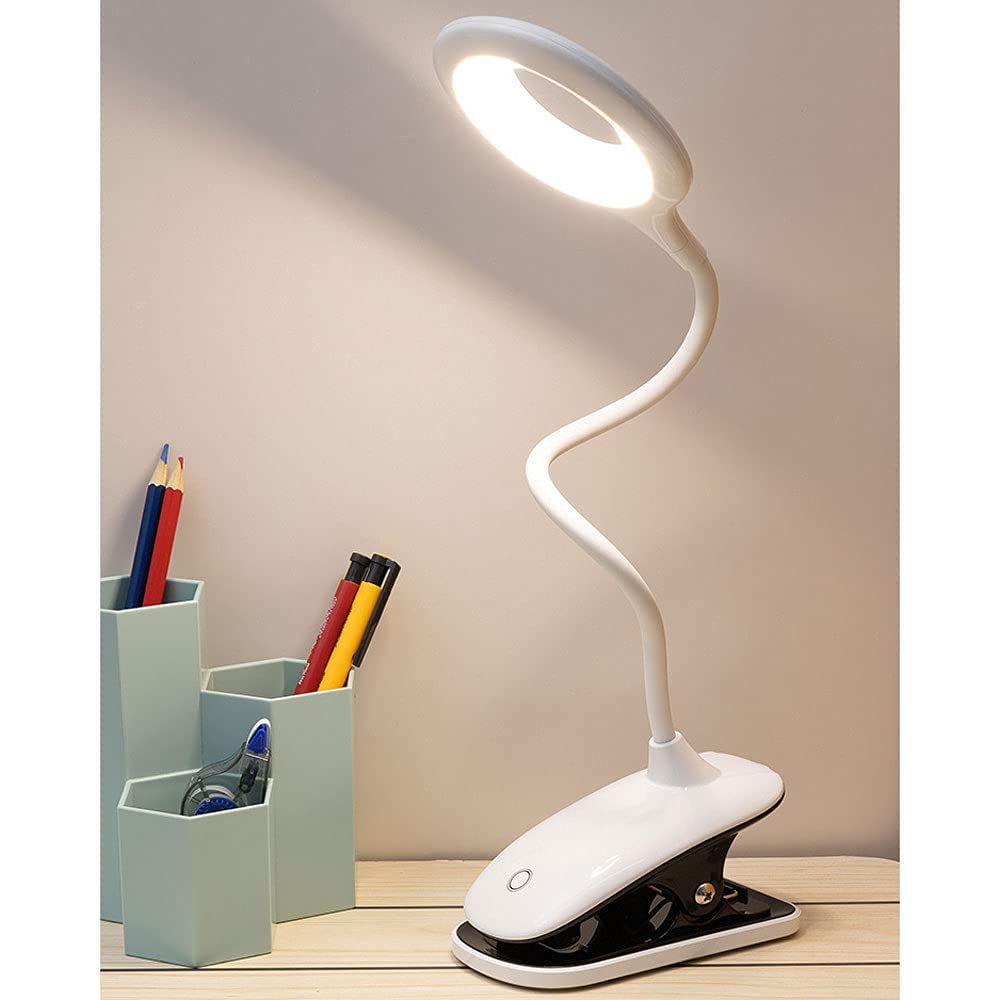 Clip On Dimmable Desk Lamp for Bed Headboard, Modes Desk Light Clamp Lamp, 360° Flexible Gooseneck Light Touch Control Reading — image 2