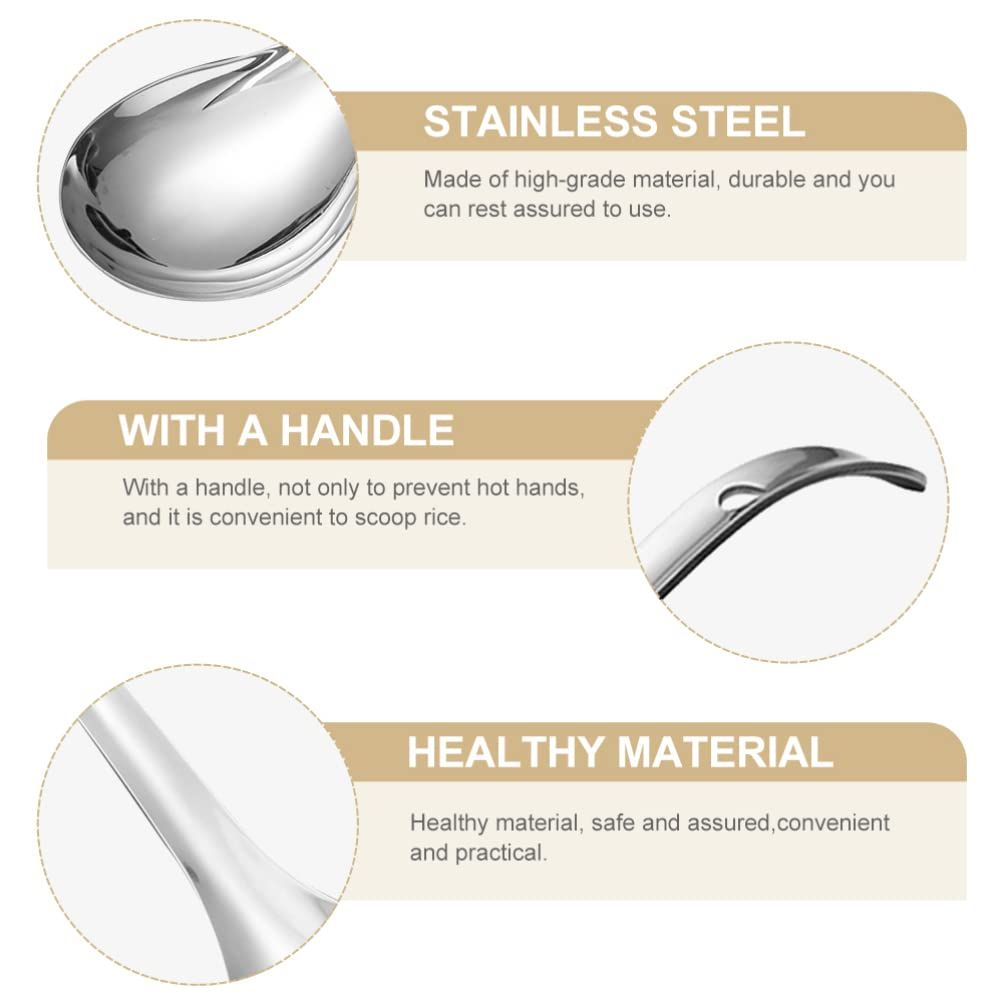 Stainless Steel Soup Spoon Ladle: 2pcs Metal Silver Rice Spoons Long Handle Dinner Spoons for Ramen Pho Wonton Dumpling Miso โ image 2