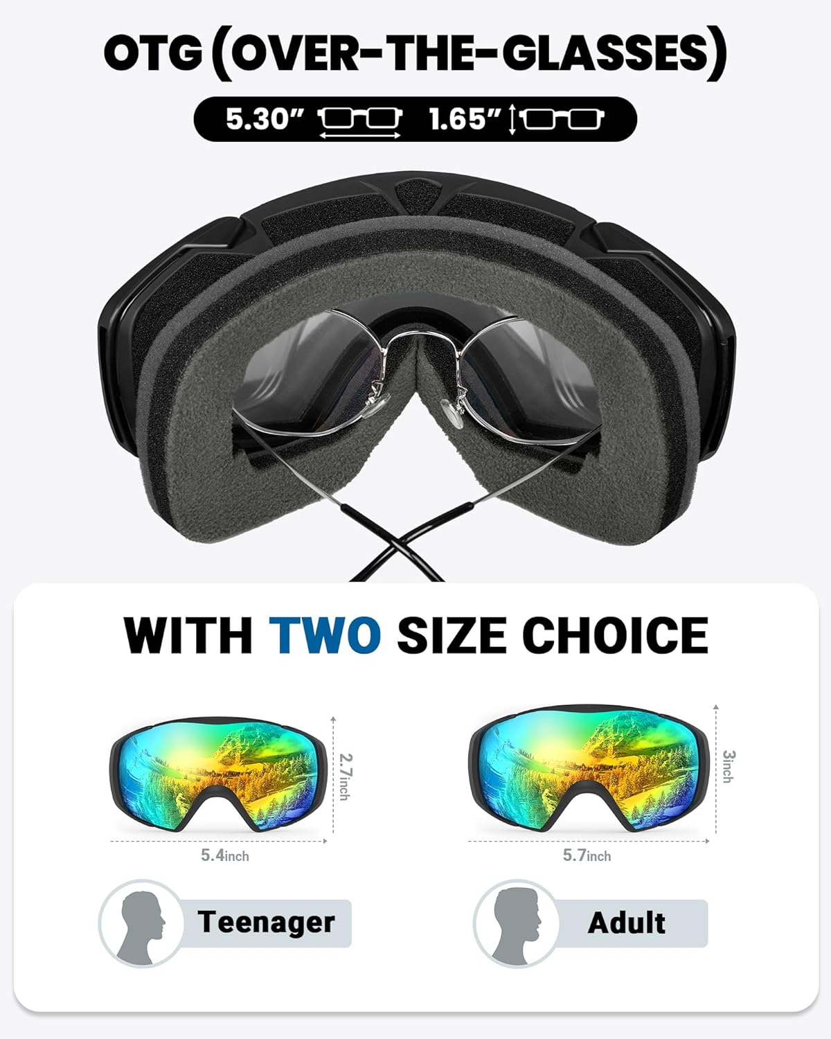 OutdoorMaster Ski Goggles with Cover Snowboard Snow Goggles OTG Anti-Fog -100% UV Protection-OM-18 โ image 3