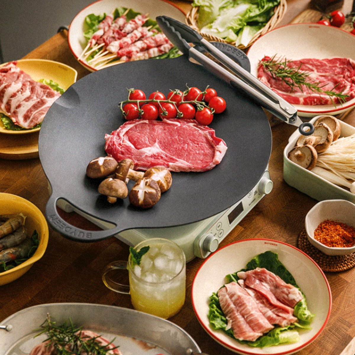 BUYDEEM Grill Pan Nonstick 36cm Round BBQ Griddle Indoor or Outdoor Cooking — image 2