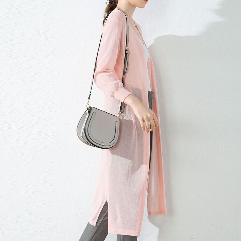 Women Linen Knitted Cardigan Yan He Velvet 2025 Summer Haze Blue XL Size: XL; Height (cm): 170-175; Weight (kg): 60-65; Bust (cm): 94-98; Waist (cm): 78-82 โ image 4