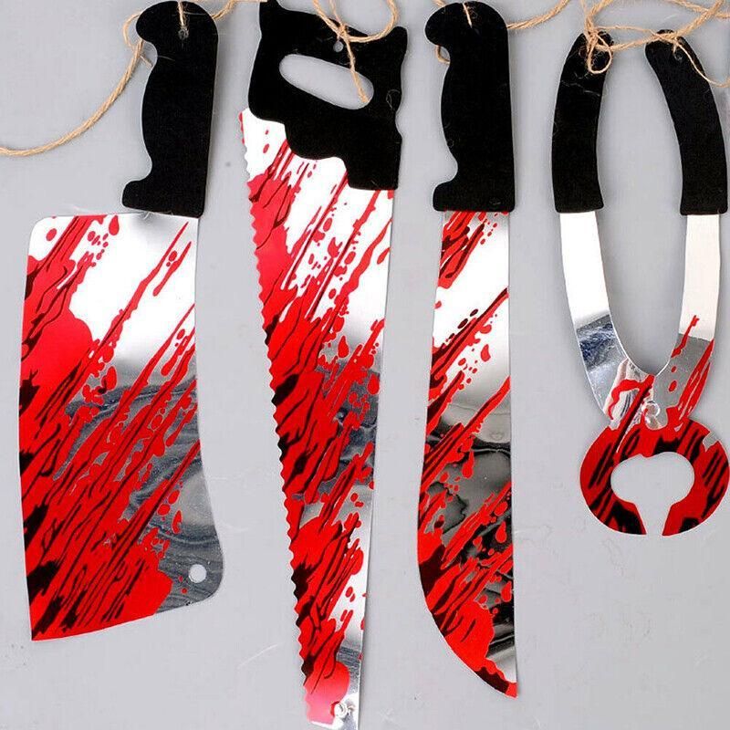 8Pcs Hanging Bloody Weapons Halloween Horror Props Garland Banner Decoration Au β image 3