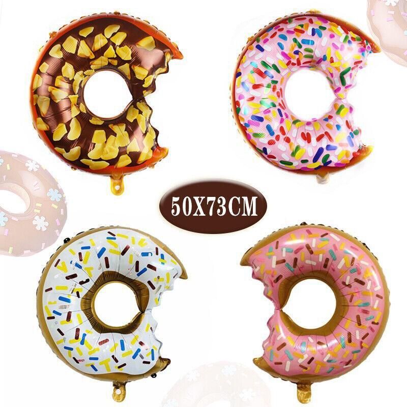 Donut Foil Balloon Party Decoration with Bite 50x73cm Helium Sweet Icing Colours - B โ image 2
