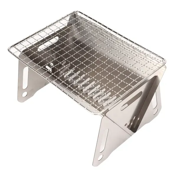 1 Piece Foldable Charcoal BBQ Grill, Heat-Resistant Stainless Steel Camping Grill with Ventilation Holes, Silver, 20 x 15 cm โ image 2