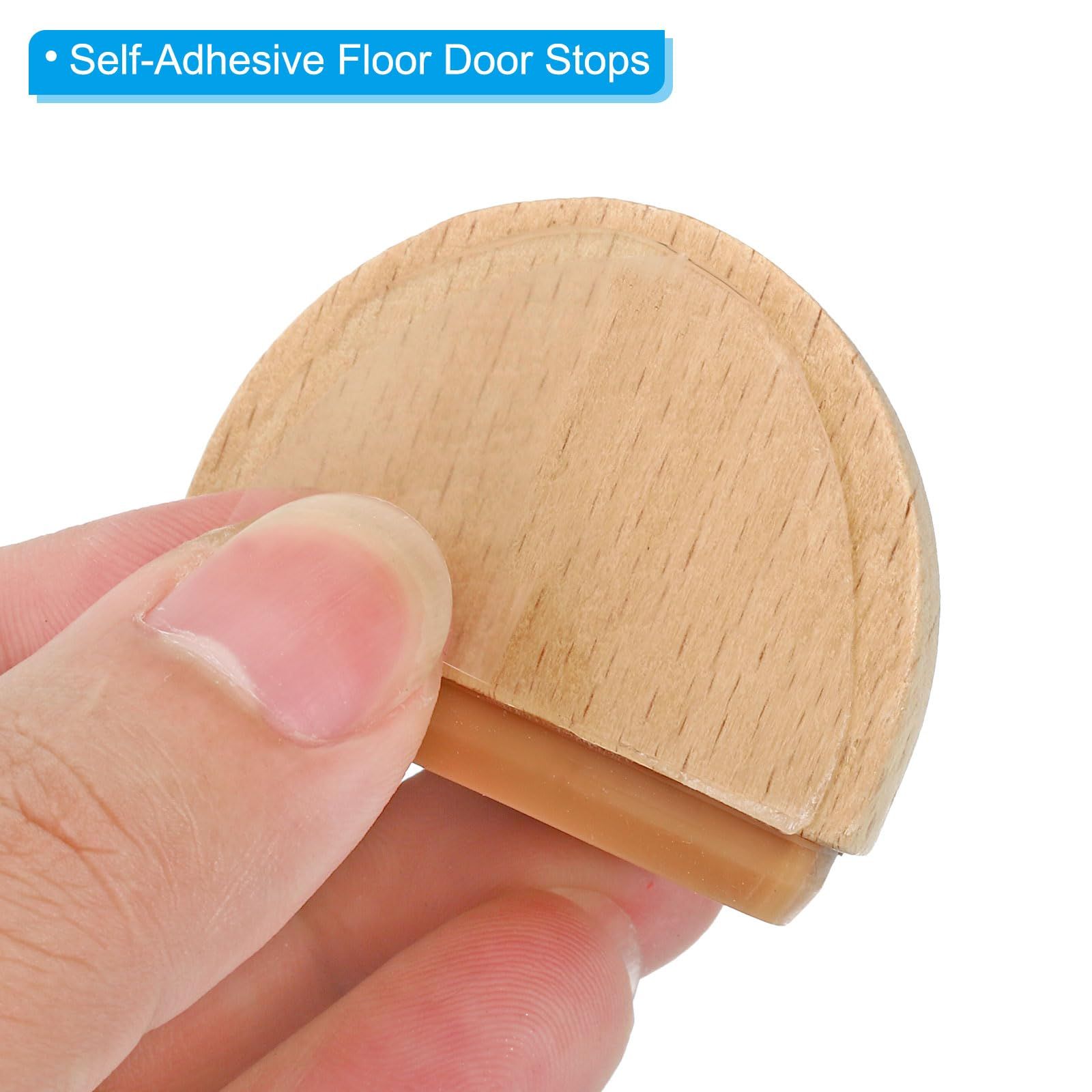 4 Pcs Door Stoppers, Door Stop Doorstop Wooden Door Stopper Wedge Door Wedge Self Adhesive Doorstop Sturdy Semicircle β image 4