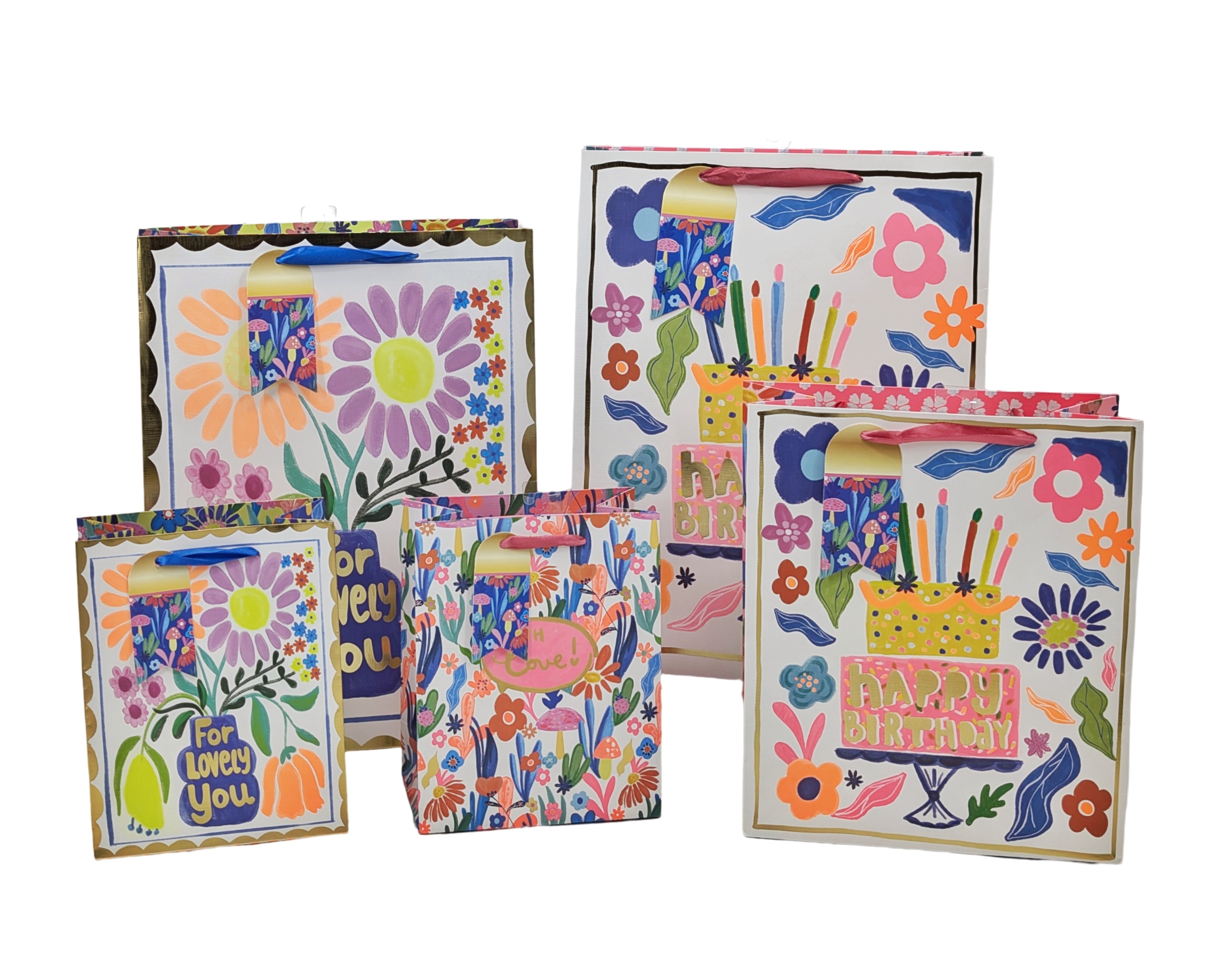 bulk 24 Medium Vigorous Flowers Gift Bag Assort 23cm