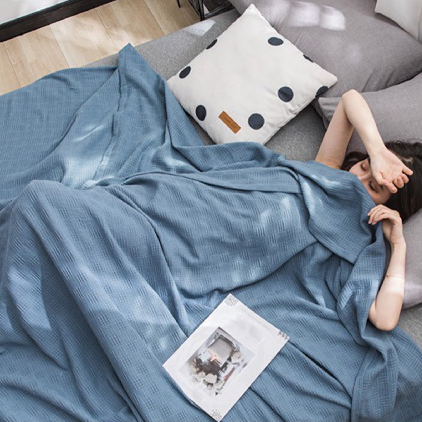 59 × 39" 100% Cottons Blanket, Soft and Breathable Bed Blanket, Multi-functional Bed Blanket for All Season, Machines Washable Bed Couch for Home Living Room — image 4