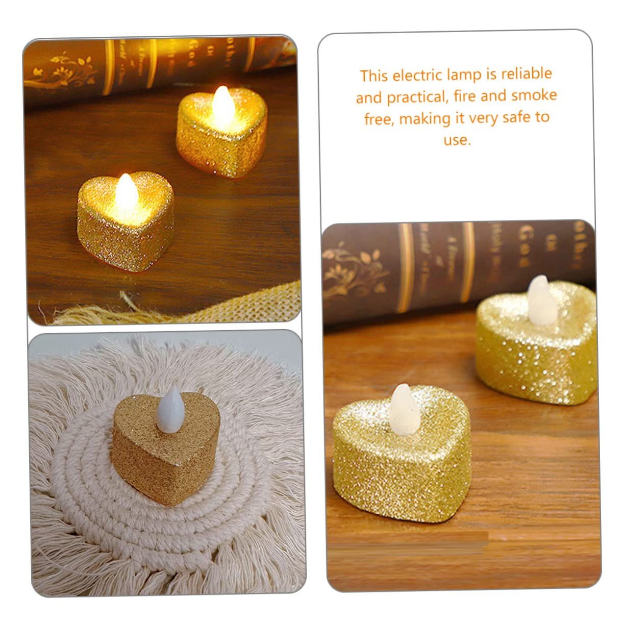 24pcs Love Candle Light Rose Gold Candles Heart Flameless Tealights Electric Candles Battery Tea Lights Candles Heart โ image 4