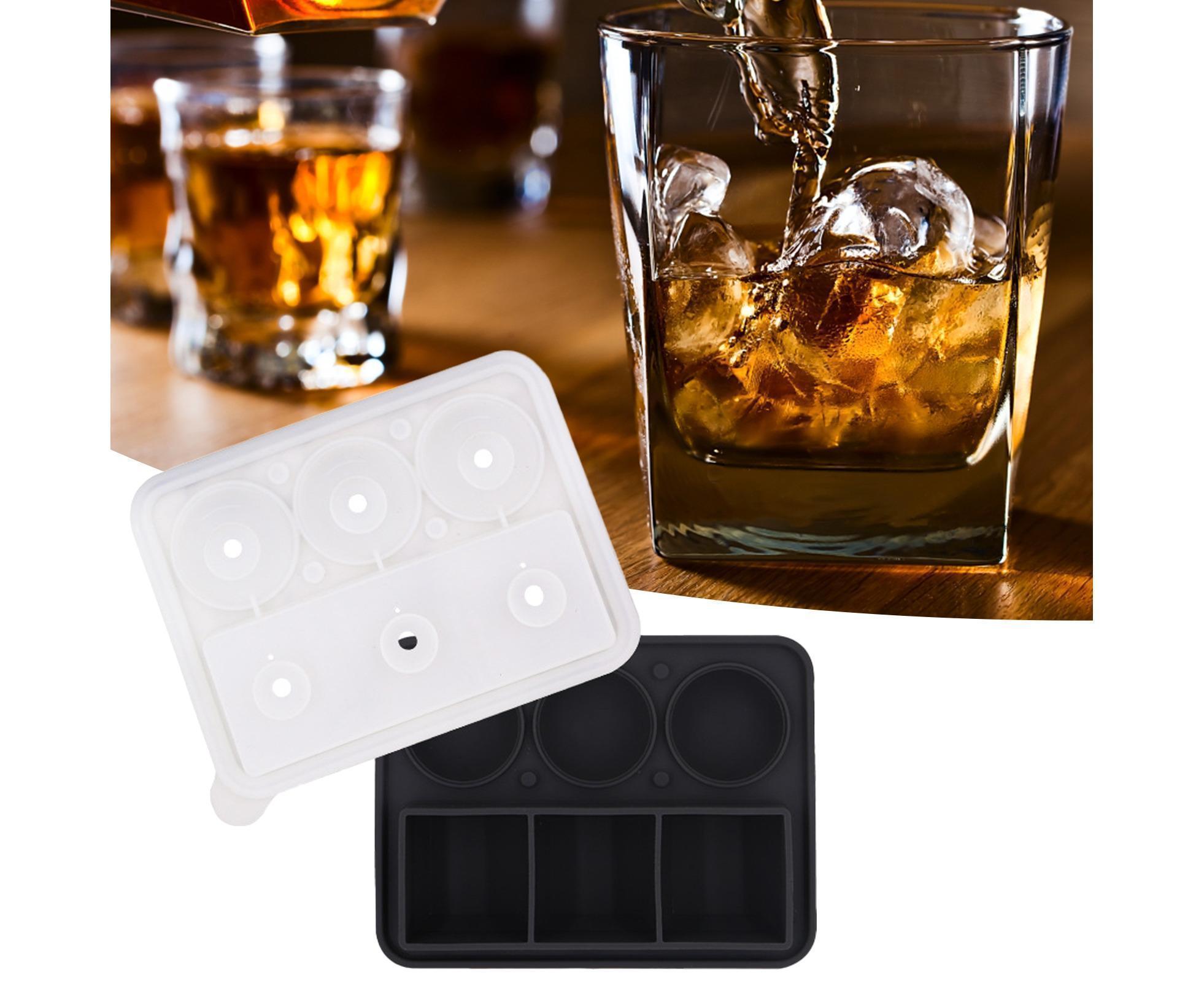 Ice Cube Mold Food Grade Quick Release Silicone Funnel Design Ice Ball Mold for Whiskey-Black — image 2