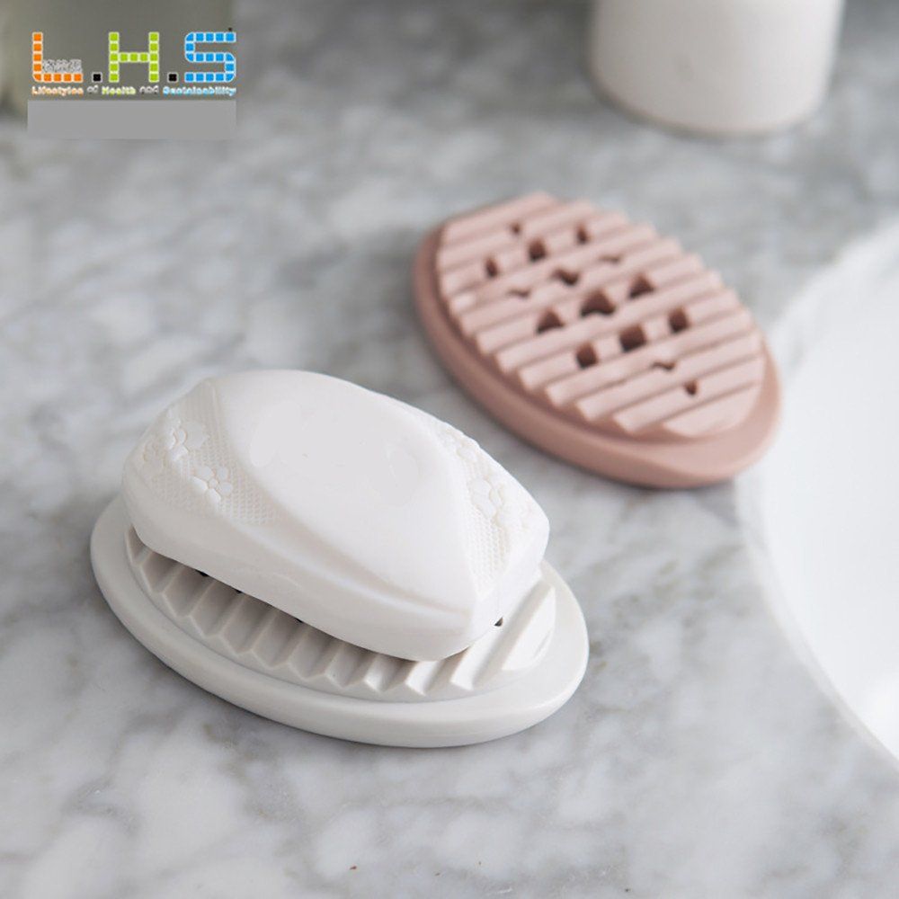 Soap Box Dish Container Travel Bathroom Silica Gel Brush Soap Case Holder Sink Deck Bathtub Shower Dish 4pcs — image 3