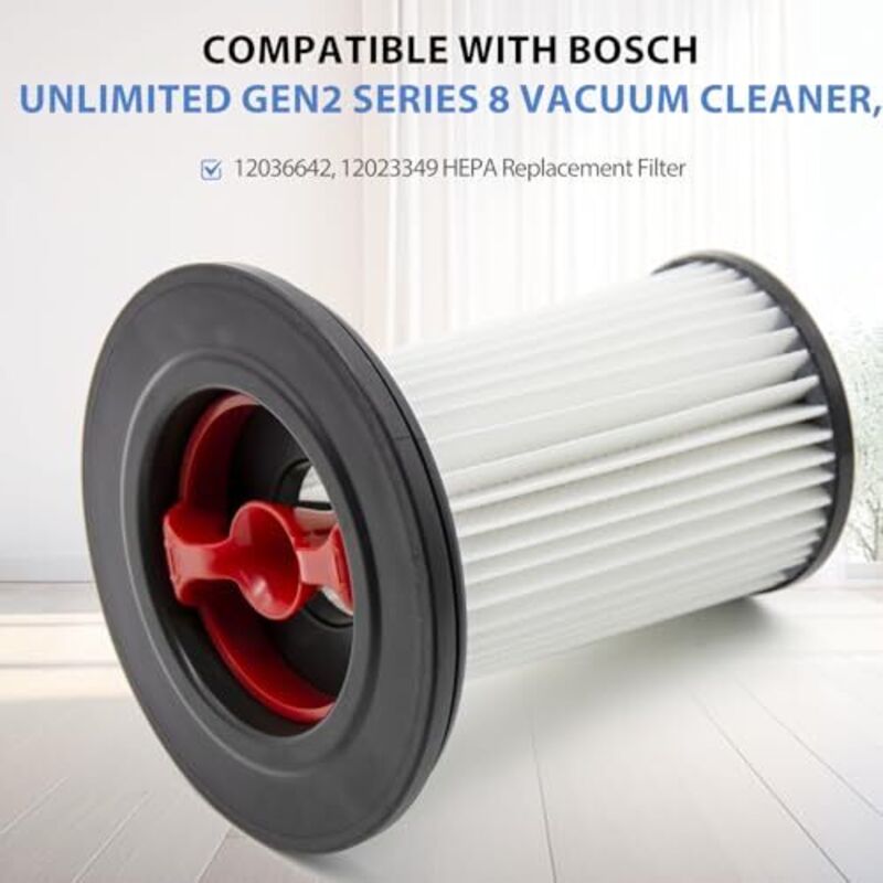 Bosch Unlimited Gen2 Series 8 Vacuum Cleaner Replacement Filter 2-Pack Compatible with BKS8214W BSS825ALL BSS81POW1 BBS8214PET Parts 12036642 12023349 — image 2