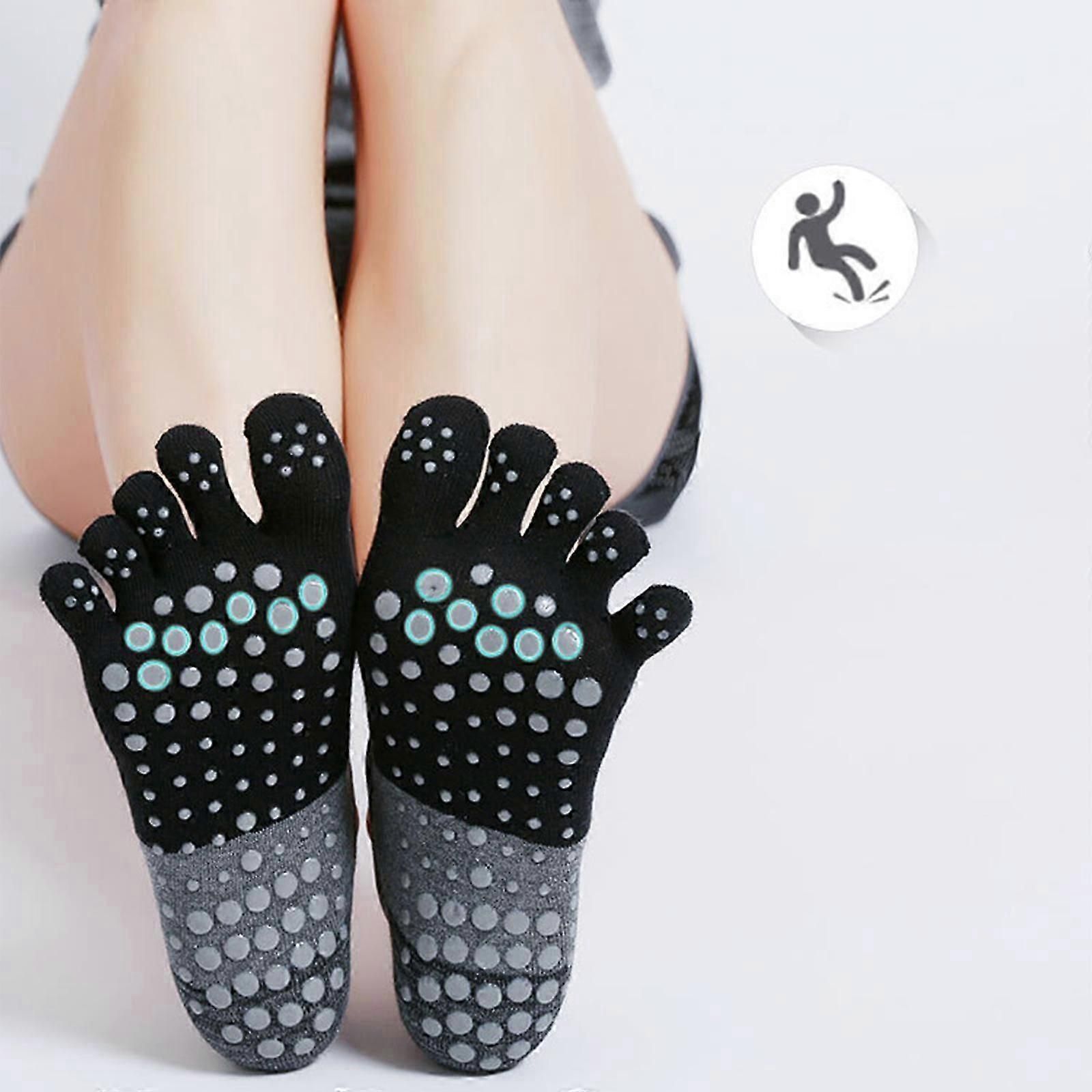 Women's Five Finger Toe Socks Non Slip Yoga Grip Socks Pilates Fitness Dance Sports Socks - Purple โ image 5