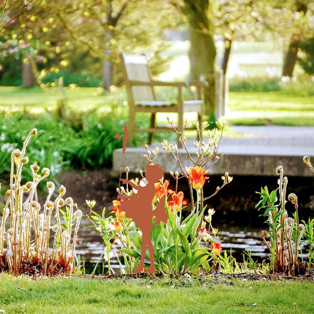 Decorative Garden Stakes Fairy Silhouette Metal Yard Stakes Arts Outdoor Garden Decor Spring Decor — image 3