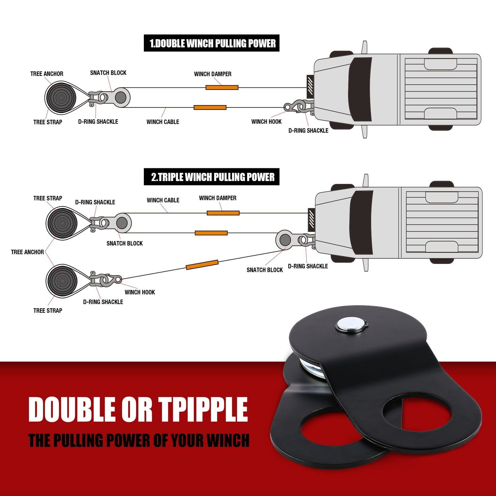 X-BULL Winch Recovery Kit Snatch Strap Off Road 4WD with Recovery Tracks Boards Gen 2.0 โ image 4