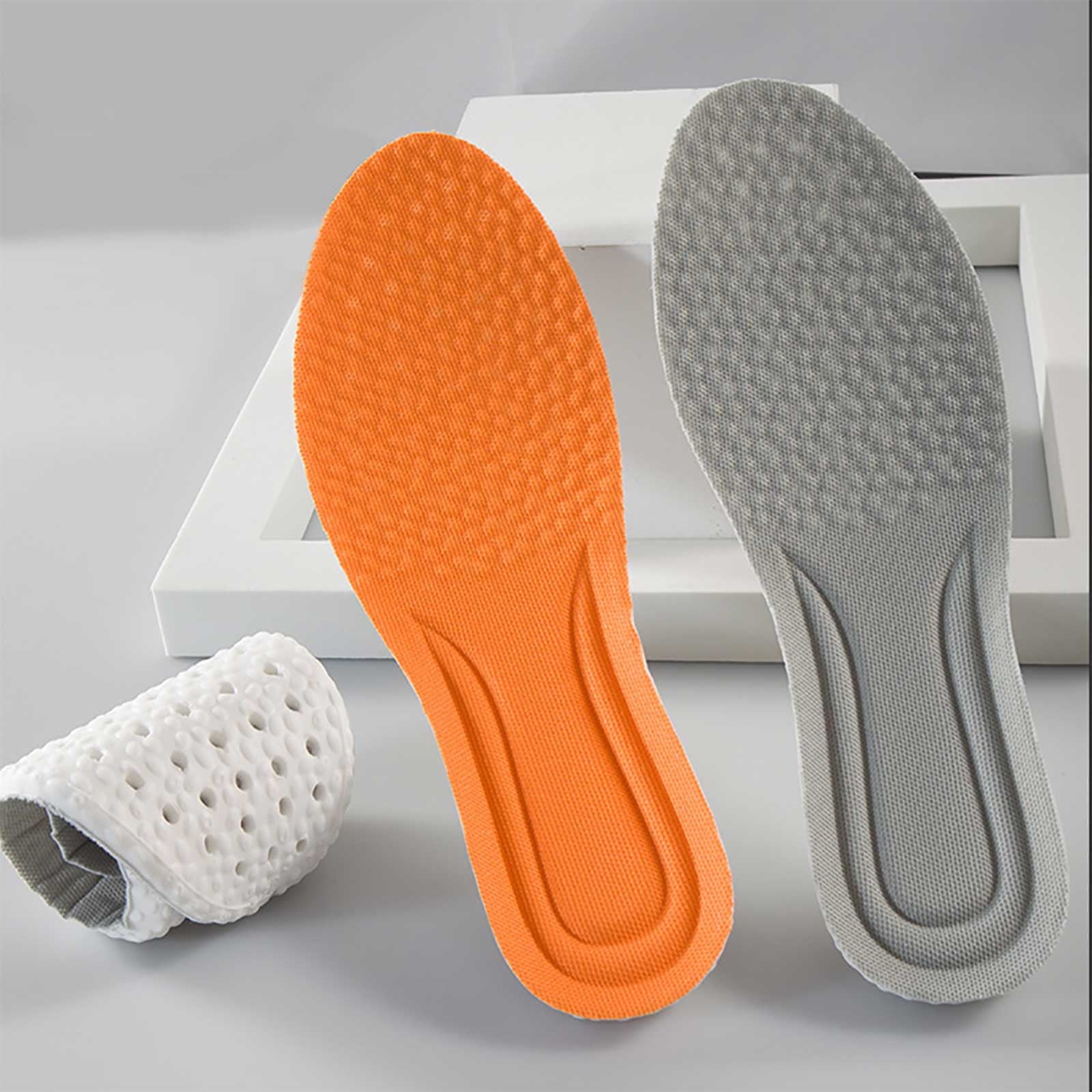 1 Pair Memory Foam Arch Support Insoles, Cushioned Massage Shoe Inserts for Men and Women, Orange, Size 37-38 โ image 6