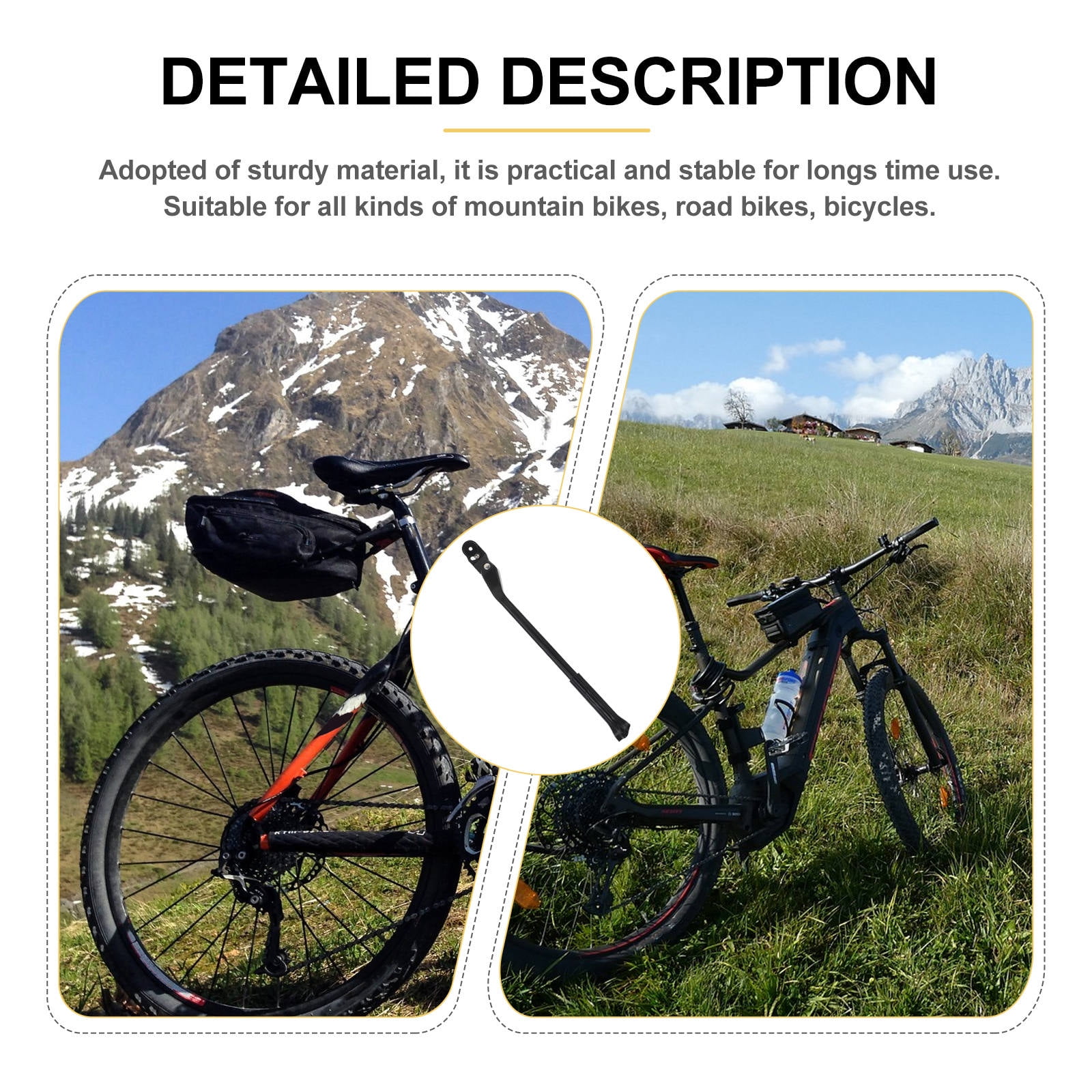 Adjustable Rear Kickstand for Mountain Bikes Rack Support Black — image 6