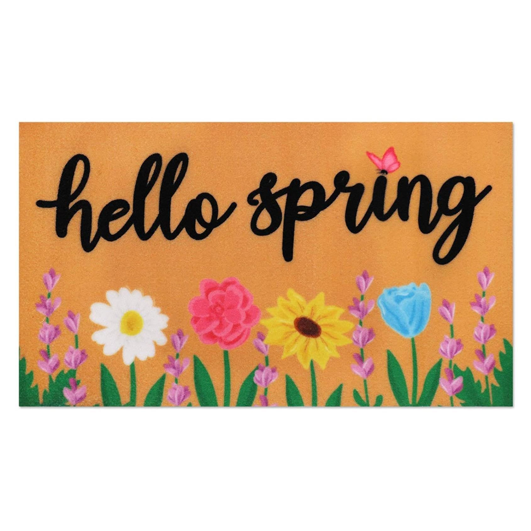 packingSpring Welcome Doormat Small Blue Flowers and Green Leaves Welcome Floor Mats Kitchen Indoor and Outdoor Decoration