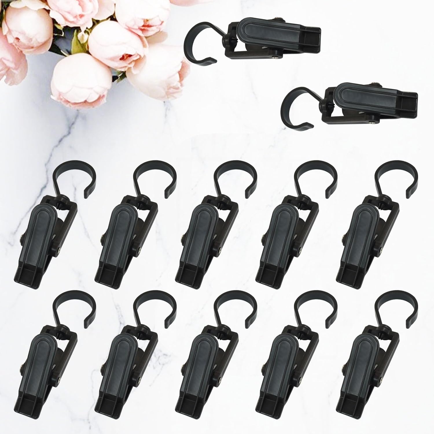 20 Pack Super Strong Swivel Hanging Hooks, Laundry Clips Plastic Clothes Pins Beach Towel Clips, 360° Rotating Curtain Clips for Home Office & — image 5