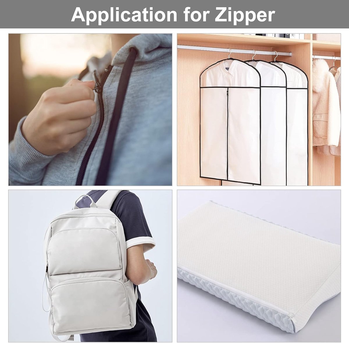 Zippers - 1 Roll - Zipper - Includes 20 Replacement Zippers - Nylon - Metal - Replacement Zipper Set - Zipper Closure Repair Kit - Suitable for Bags, Clothing — image 5