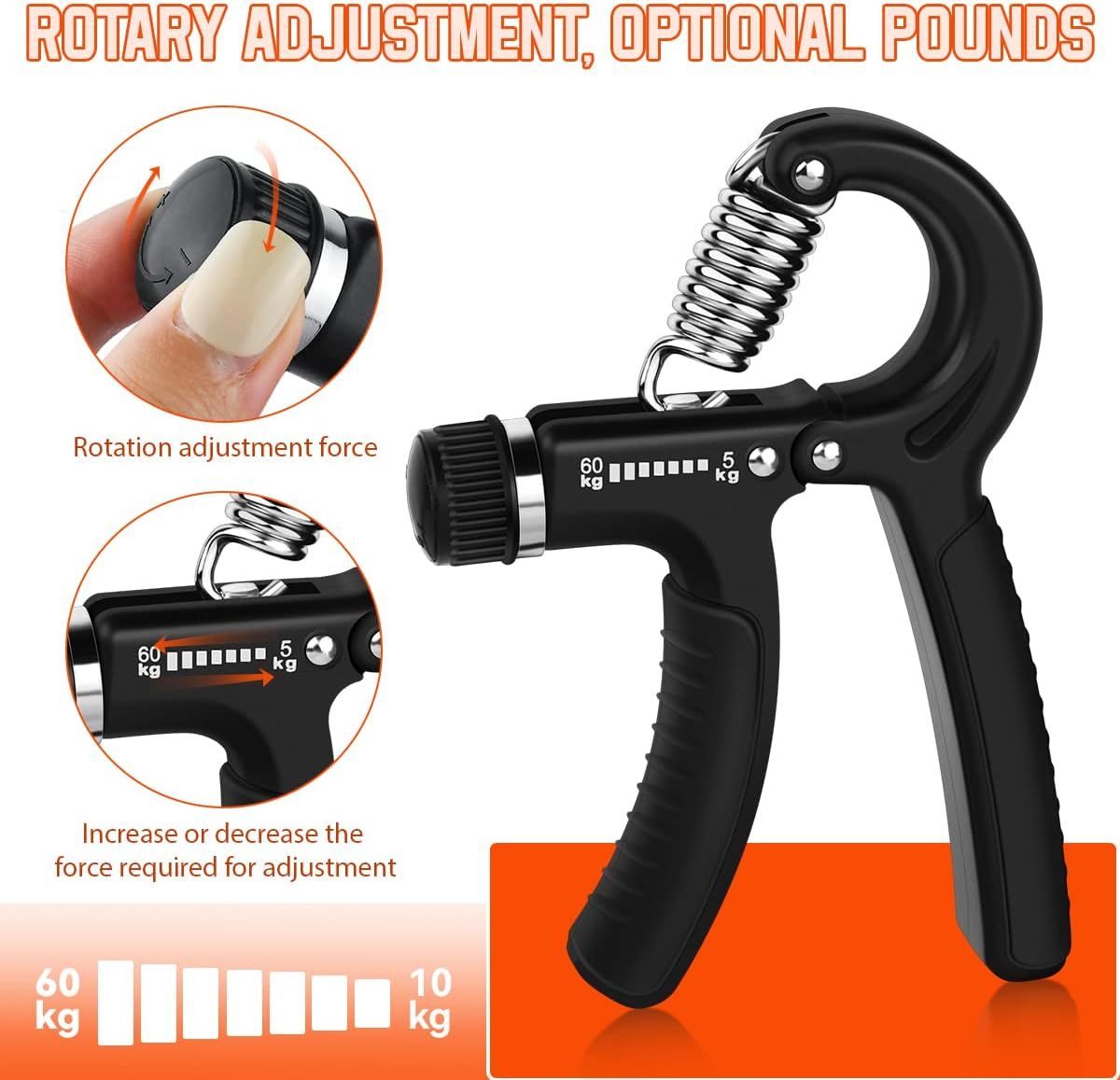 2 Pack Adjustable Hand Grip Strengtheners, Forearm Exercisers with 5 to 60 kg Resistance for Hand Training, Fitness and Rehabilitation — image 2