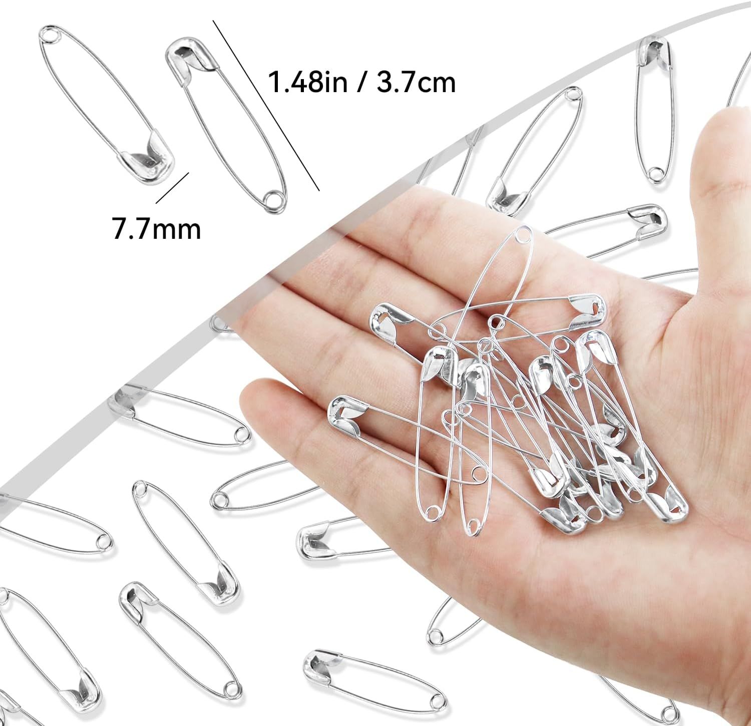 100 Pack Assorted Galvanised Steel Safety Pins, Bulk Sewing Pins for Clothes Repairs, Quilting, Crafts and Everyday Fastening, Silver, 38 mm โ image 2