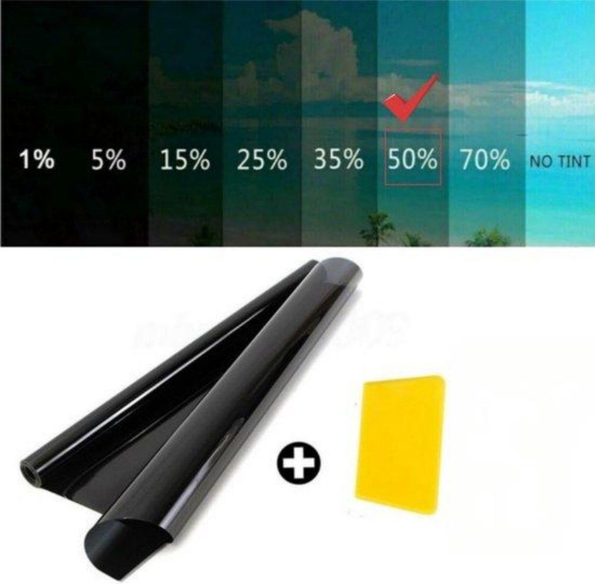 50% VLT Black Car Window Tint Film, UV Protection and Heat Insulation, 50 × 300 cm — image 3