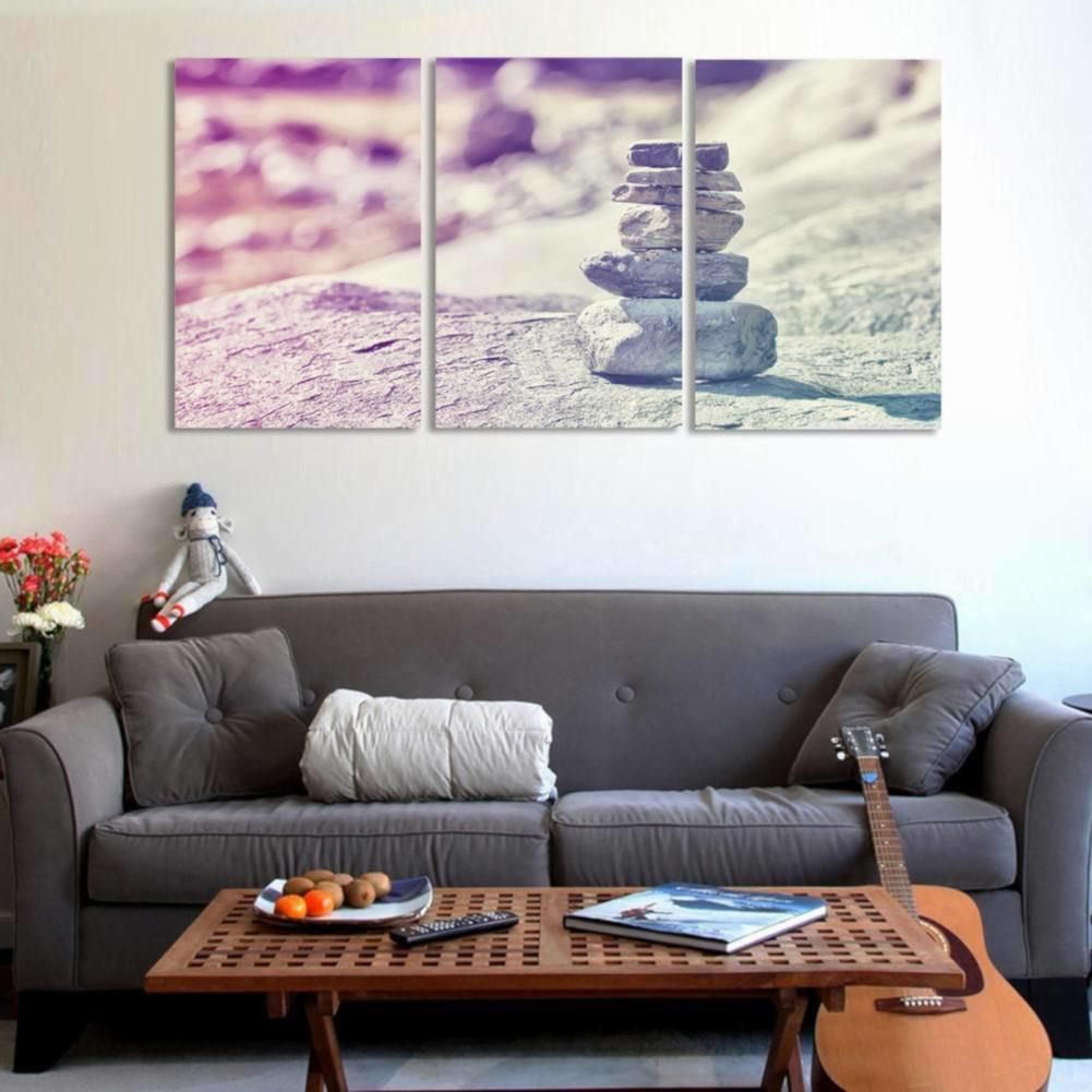 3Pcs Stone Pattern Canvas Wall Art Painting Printed Picture for Home Office Decor — image 2