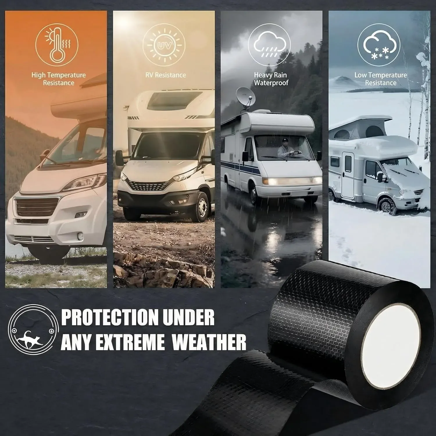 RV Underbelly Tape, Corrugated Waterproof Thick Adhesive Patch for Camper Travel Trailer Mobile Home Tear Repair, Black 2 Pack, 4 Inch X 66 Feet Size โ image 6
