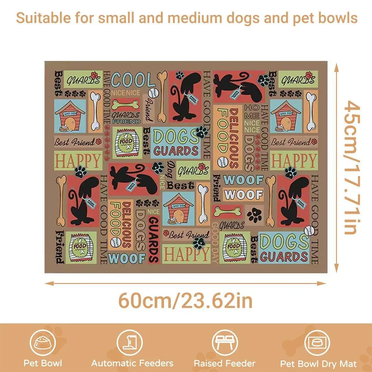 Waterproof Pet Floor Mat Carpet For Dog Cage Feeding Area Anti Slip Washable - Dog-Brown โ image 4