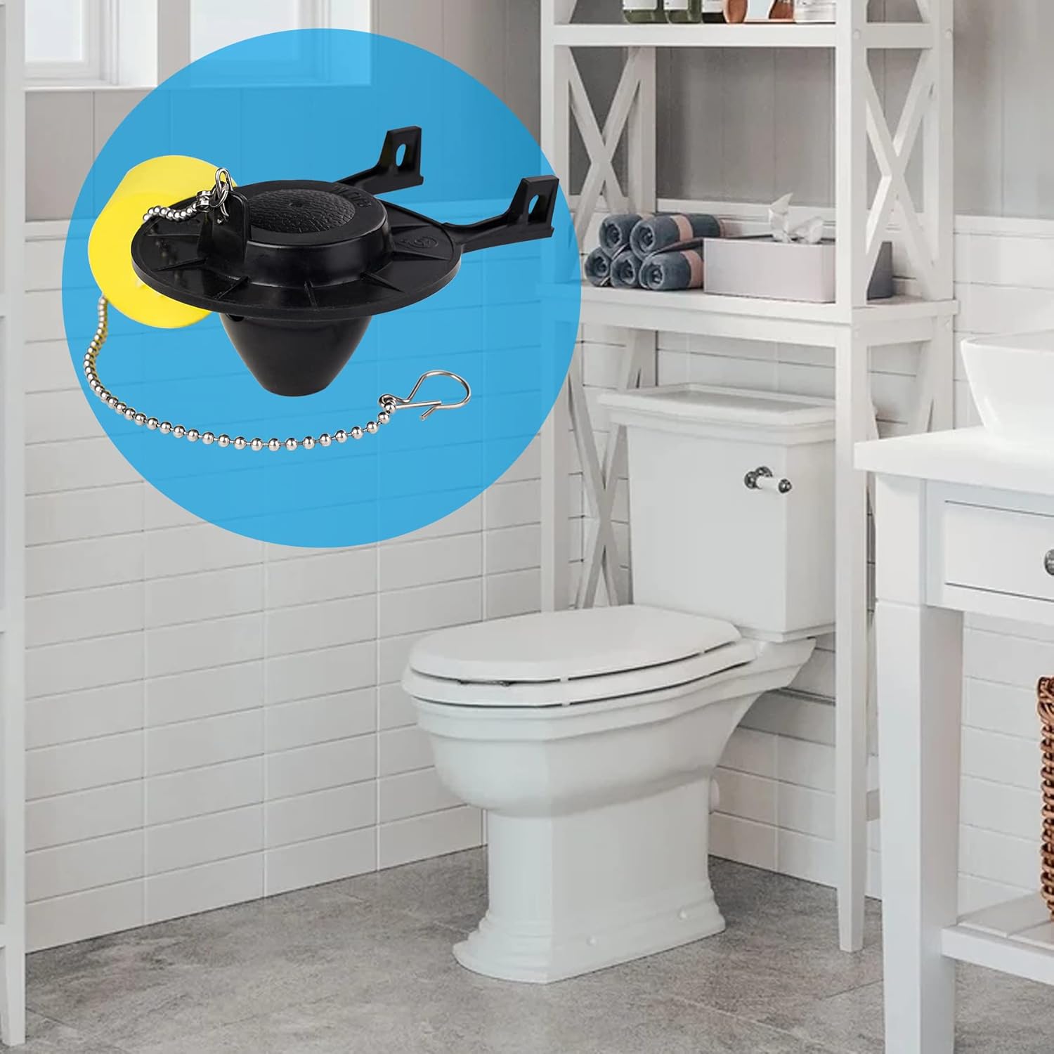 2 Pack 2-Inch Toilet Flapper Replacement Compatible with American Standard 7381129-200.0070A Universal Flapper and Chain with Float, 2-Inch Flush Valves — image 3