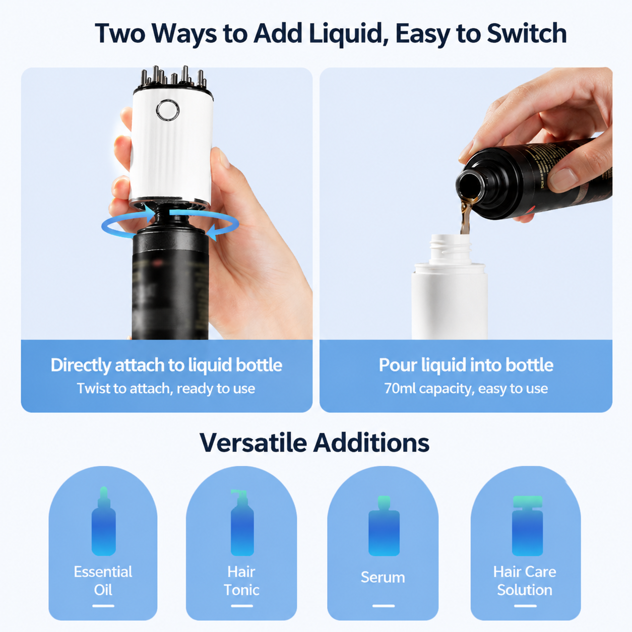 Red Light EMS Scalp Massager and Electric Hair Growth Comb with Microcurrent Vibration, 70ML Liquid Storage Bottle, LED Therapy and Precise Liquid Pump โ image 6
