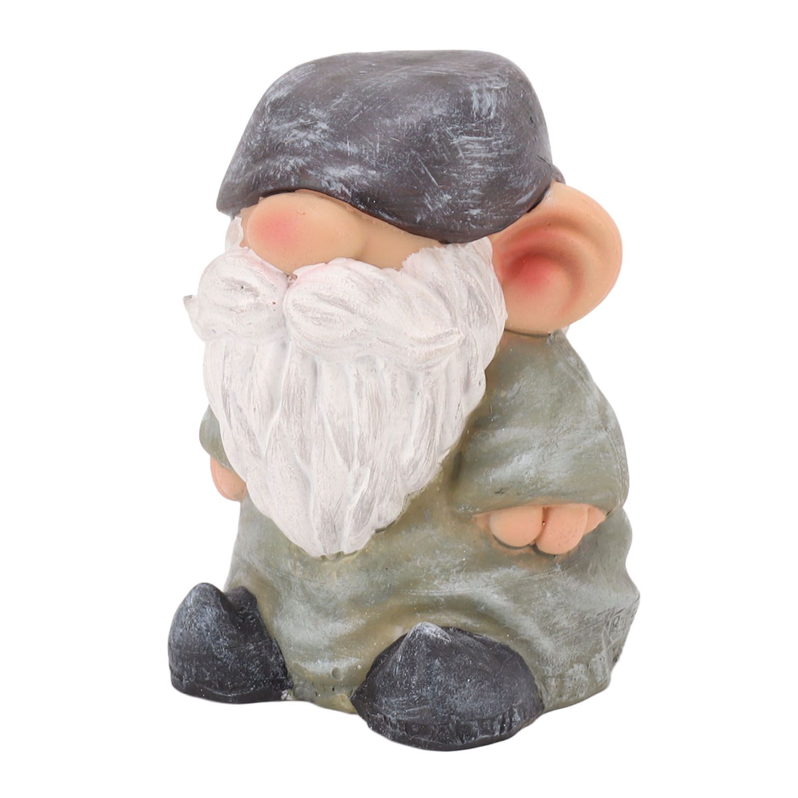 Garden Gnome Resin Structure Stable Bottom Retro Style Gnome Figurine for Patio Porch Decorations Flat Head Green — image 6
