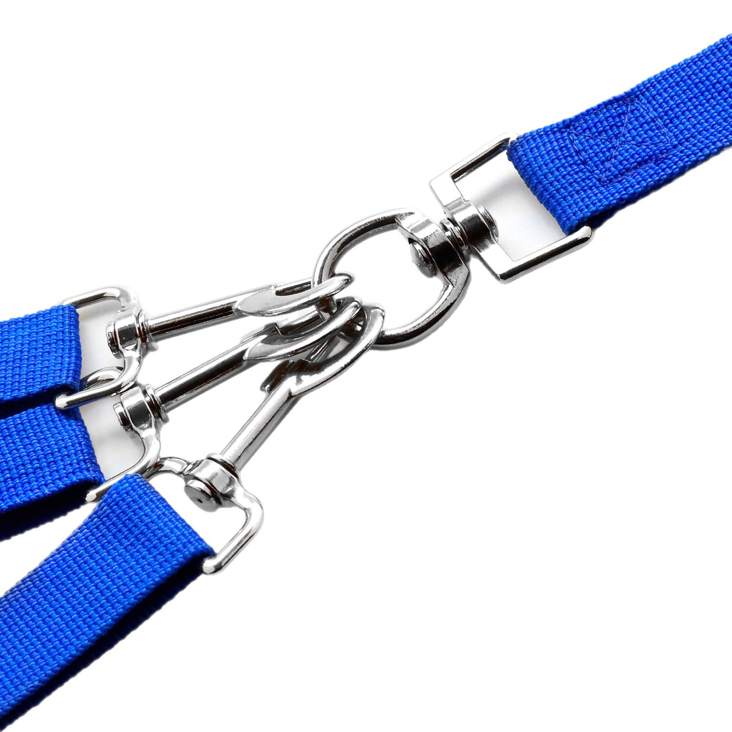 Chihuahua Pet Leash Double Headed Nylon 126cm Blue Traction handle length and width 2.5cm, length 126cm, auxiliary rope width 2.5cm, length 76cm โ image 3