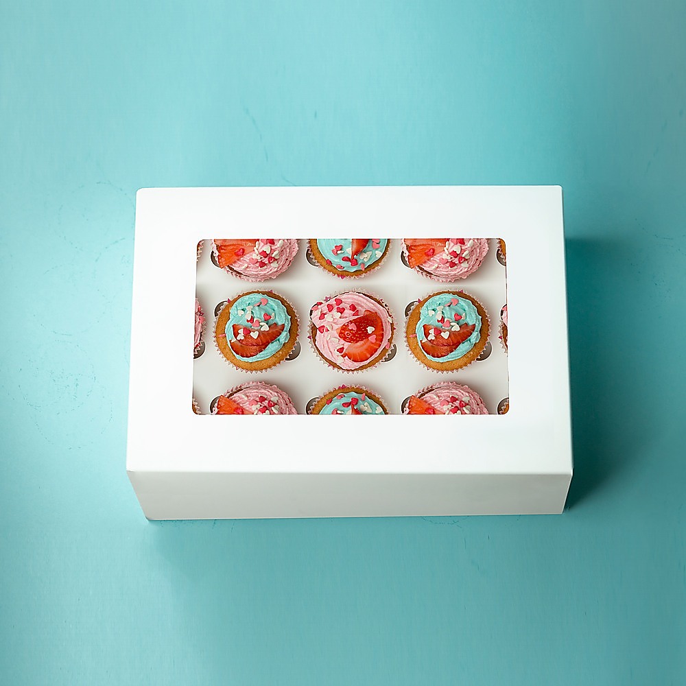 50pcs Cupcake Boxes 12-Hole Laminated Clear Window Face Boxes Favour โ image 5