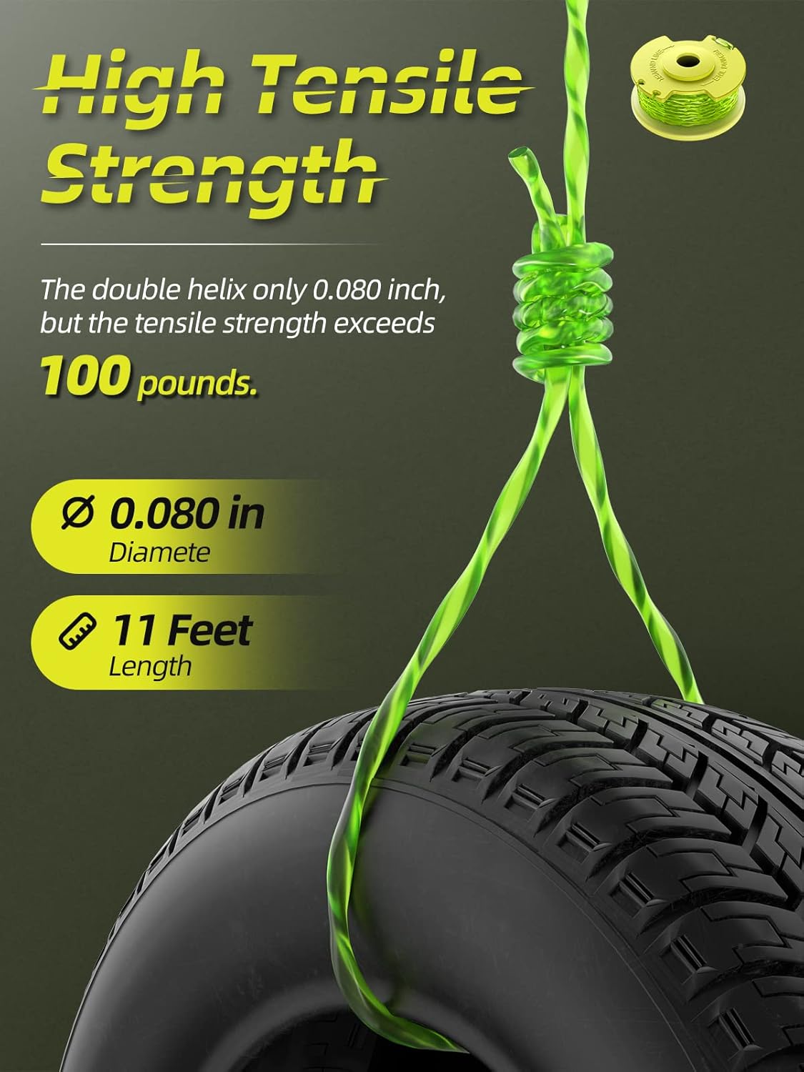 Trimmer String for Ryobi One Plus+ AC80RL3,11 FT/0.080-Inch，Spool Replacement Compatible with Ryobi 18v, 24v, and 40v Cordless Trimmers (9 Pack Trimmer Line & — image 4