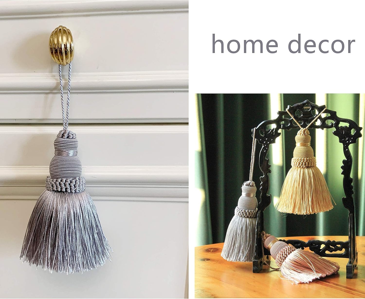 Tassel Key Tassel with Loops Handmade Craft Charms DIY Accessories Elegant Soft Making Curtain Home Decoration (Mix Pink, 2 pcs) — image 3