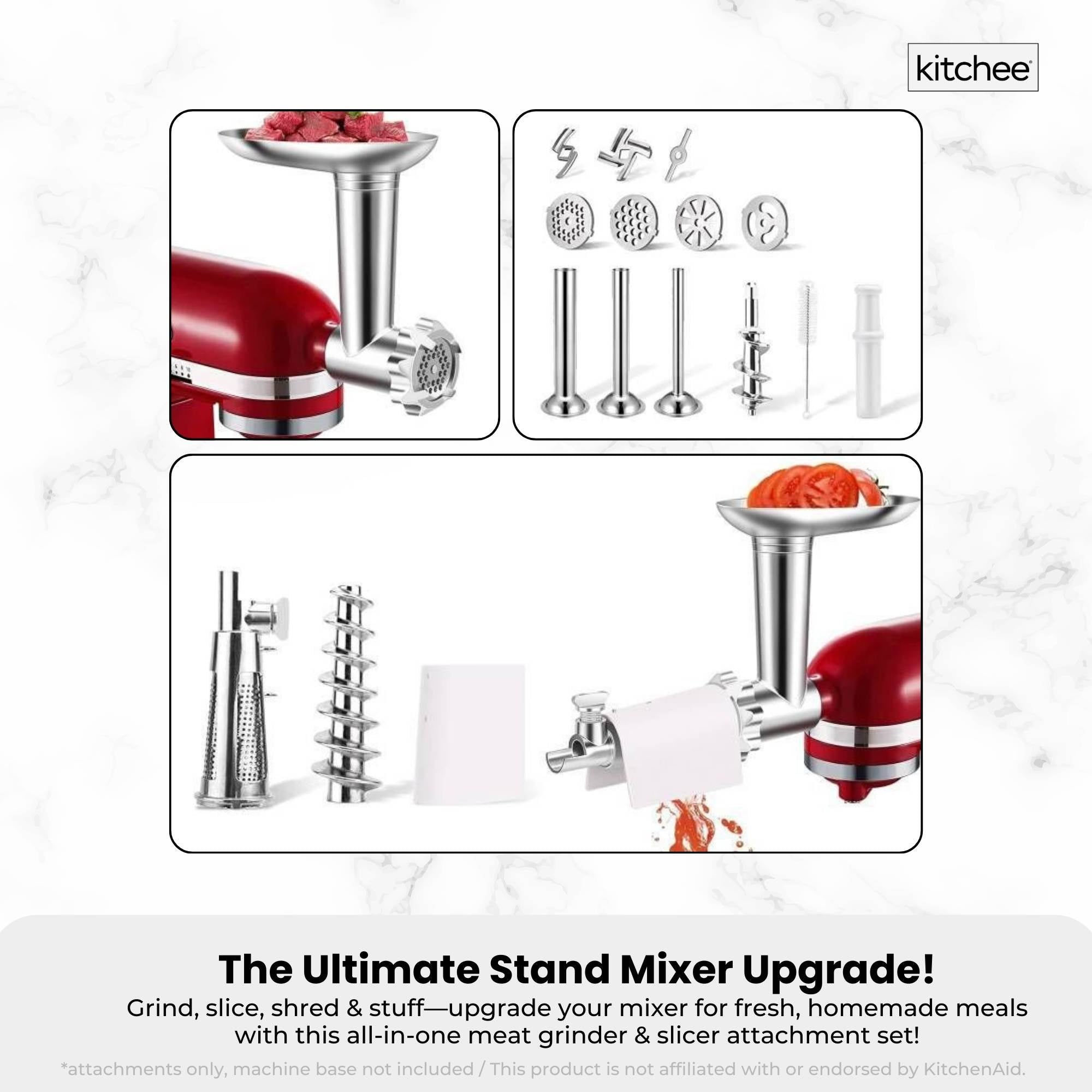 Kitchee Meat Food Grinder Sausage Attachment - Compatible with KitchenAid Mixers — image 3