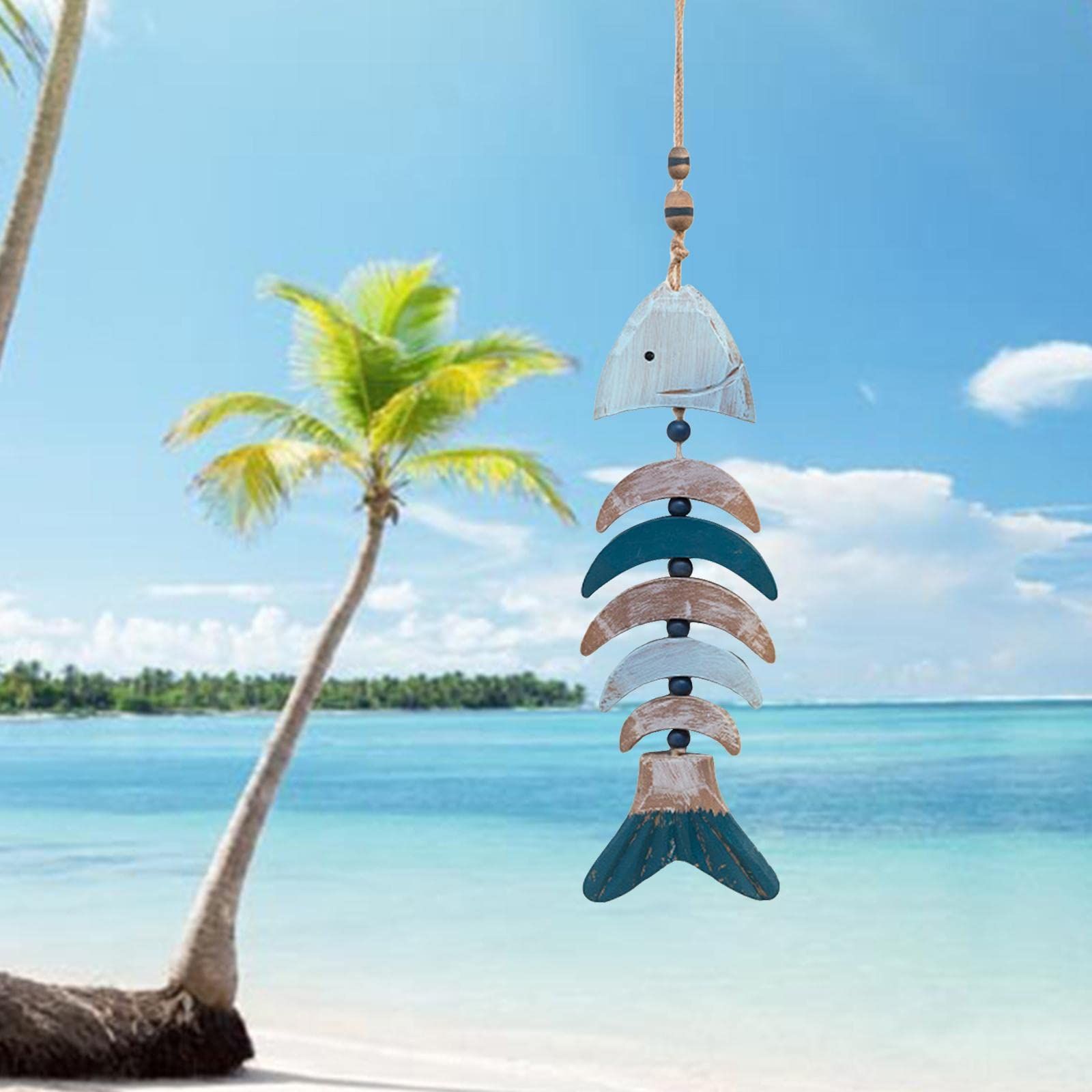 Nautical Fish Pendant Beach Theme Ornament Bones Supplies Art Crafts for Wall Hanging Farmhouse Wall Decorations Bathroom Party — image 3