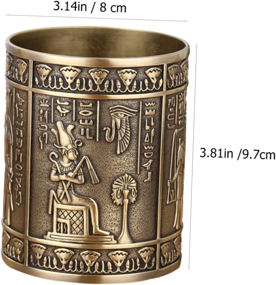 1pc Egyptian Idol Pencil Holder Minimalist Desk Metal Container Desk Pen Holder Desk Cylinder Container Desk Pen Organizers Metal โ image 2