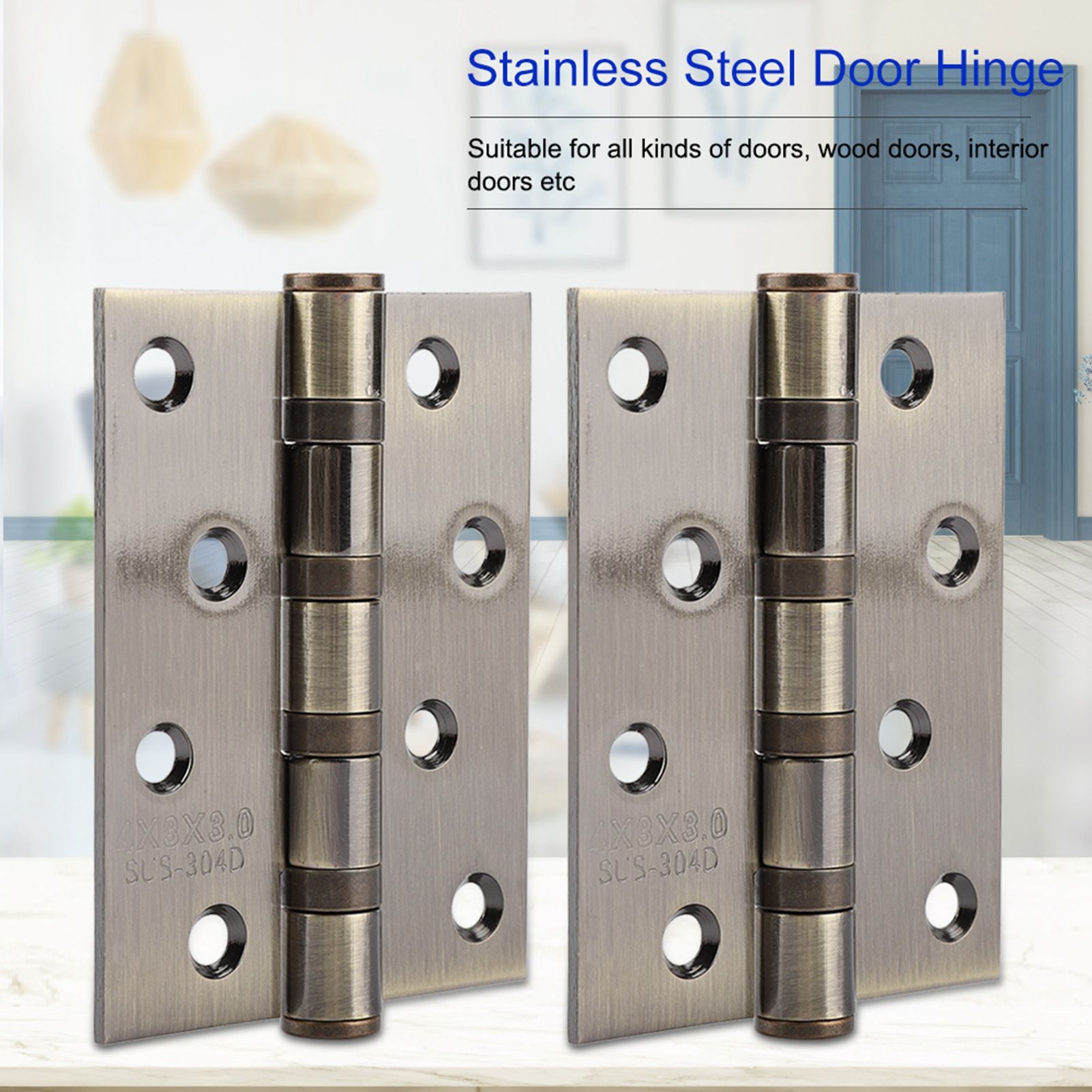 4in 3mm Stainless Steel Door Hinge Loose Pin Muffler Buffer Hinges Mute Bearing(Plating Yellow) โ image 2
