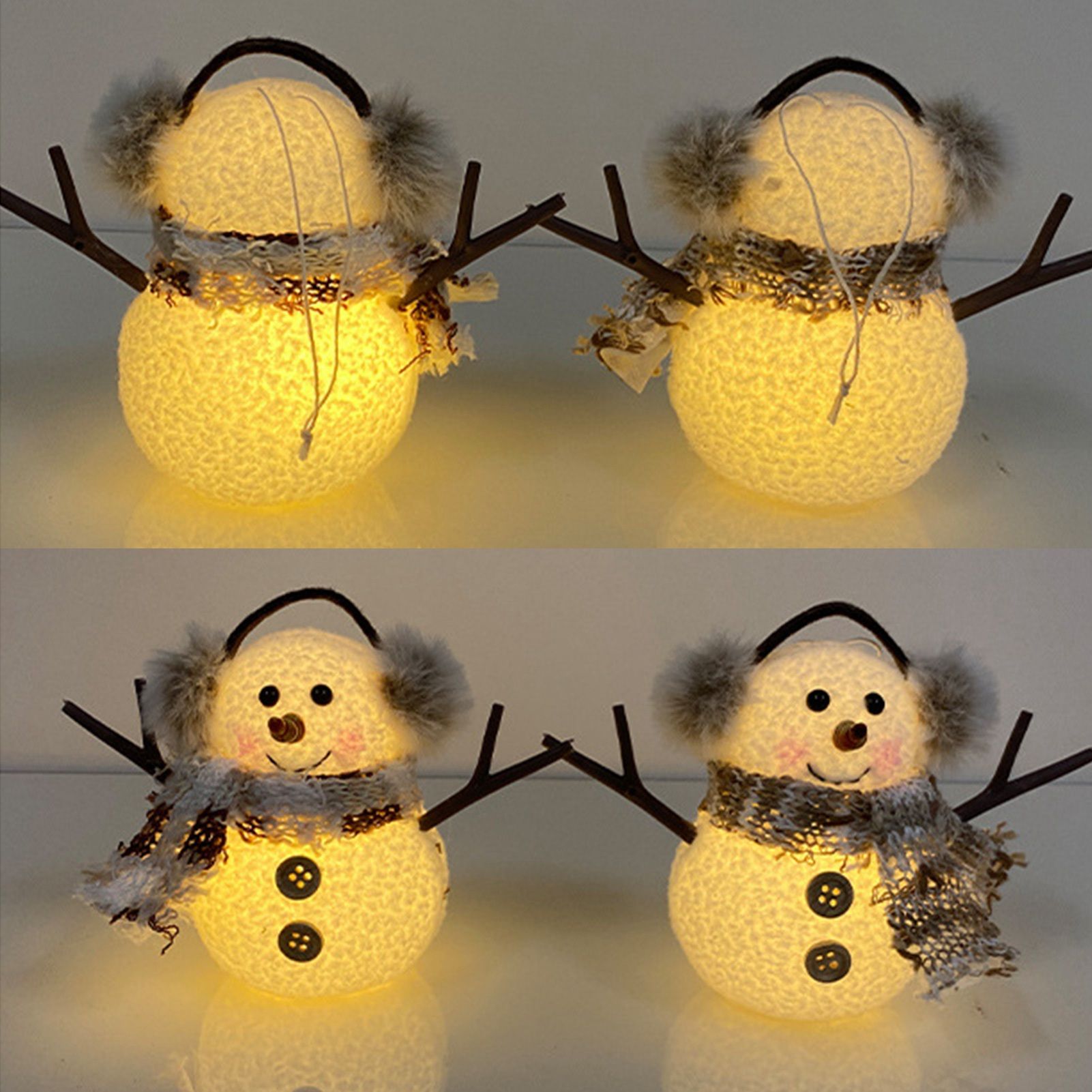 2pcs Enchanting Illuminated Mini Snowman Ornament for Christmas Home Decor — image 2