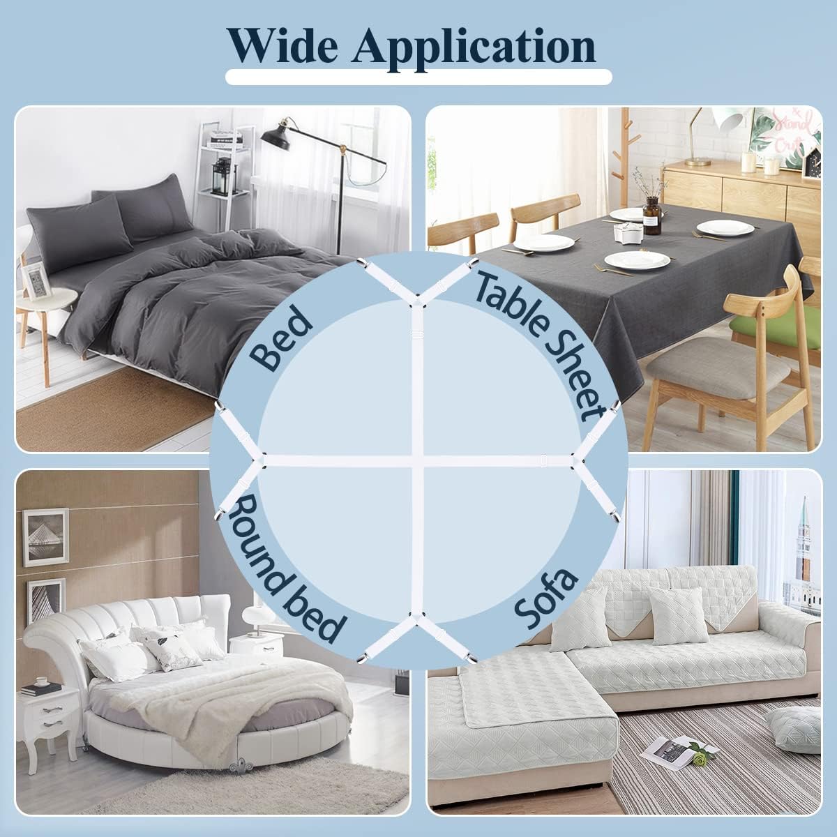 Adjustable Elastic Sheet Straps Fasteners White 4Pcs and 2Pcs — image 4